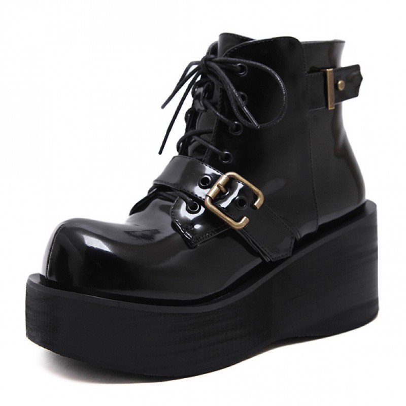 goth ankle platform boots